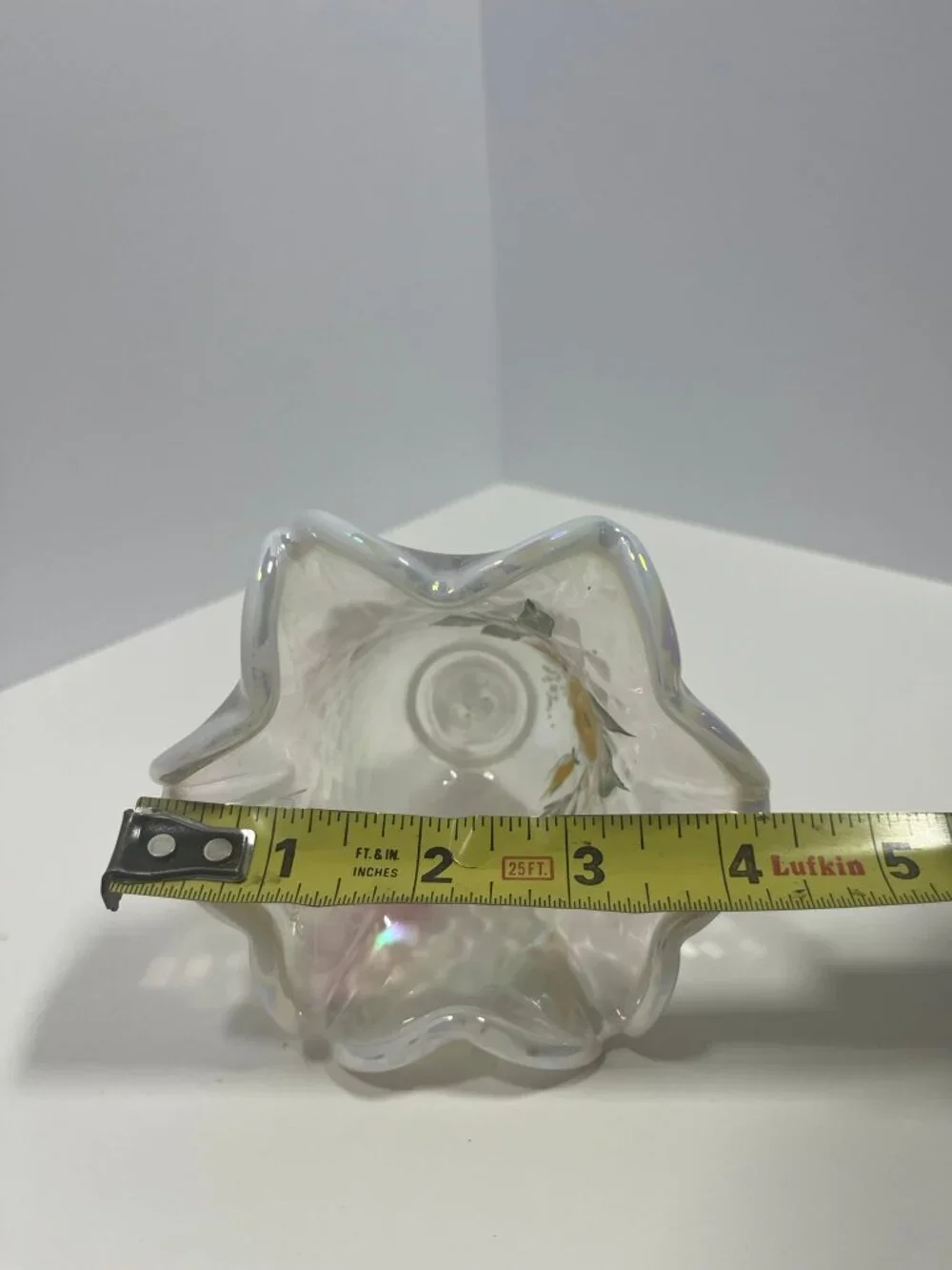 Fenton Vintage Iridescent Hand-Painted Glass Bell with Ruffled Edge